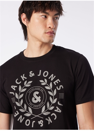 Jack & Jones Yuvarlak Yaka Siyah Erkek T-Shirt JORJAMES SS TEE EXC_0