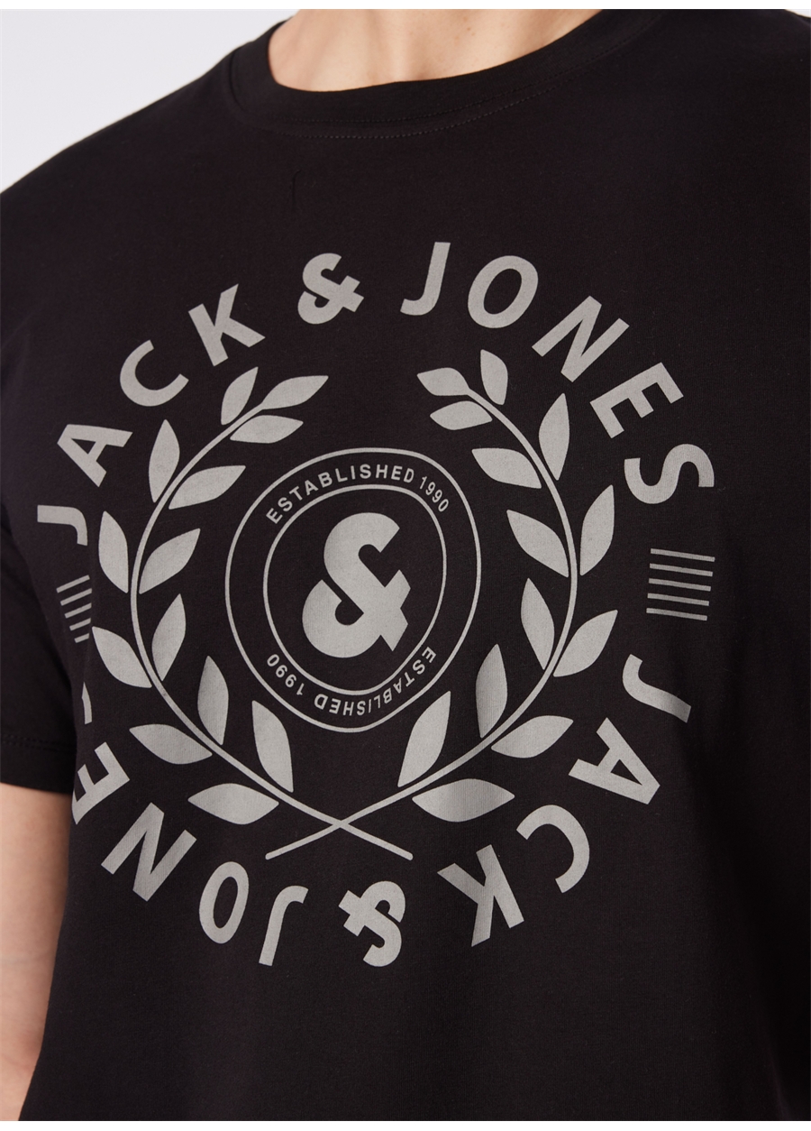 Jack & Jones Yuvarlak Yaka Siyah Erkek T-Shirt JORJAMES SS TEE EXC_3