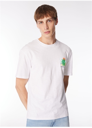 Jack & Jones Bisiklet Yaka Beyaz Erkek T-Shirt JORARUBA CHEST EMB TEE SS CREW NECK