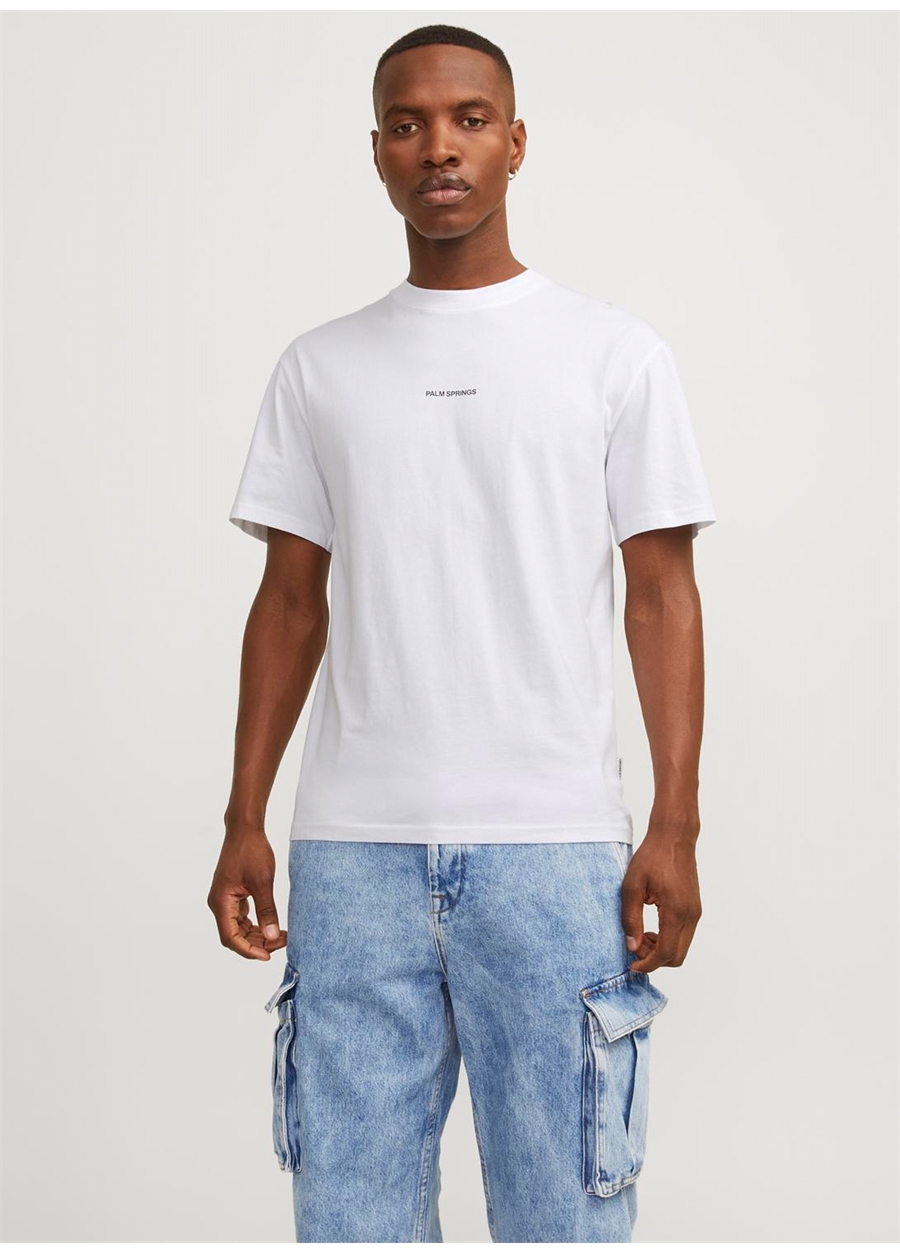 Jack & Jones Bisiklet Yaka Beyaz Erkek T-Shirt JORARUBA LANDSCAPE TEE SS CREW NECK_0