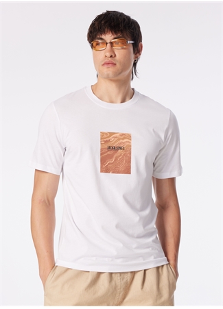 Jack & Jones Bisiklet Yaka Beyaz Erkek T-Shirt JORPAXTON TEE SS CREW NECK EXC