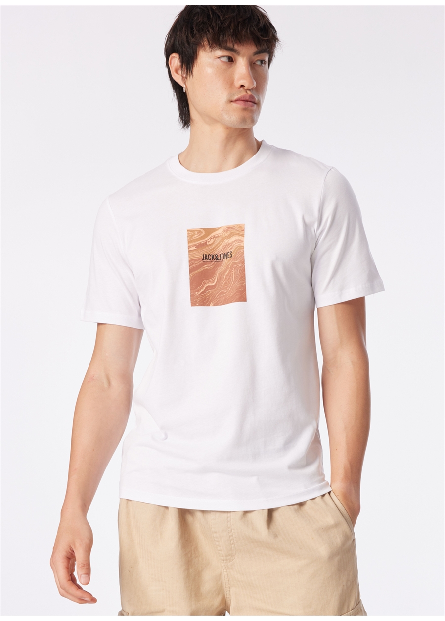 Jack & Jones Bisiklet Yaka Beyaz Erkek T-Shirt JORPAXTON TEE SS CREW NECK EXC_3