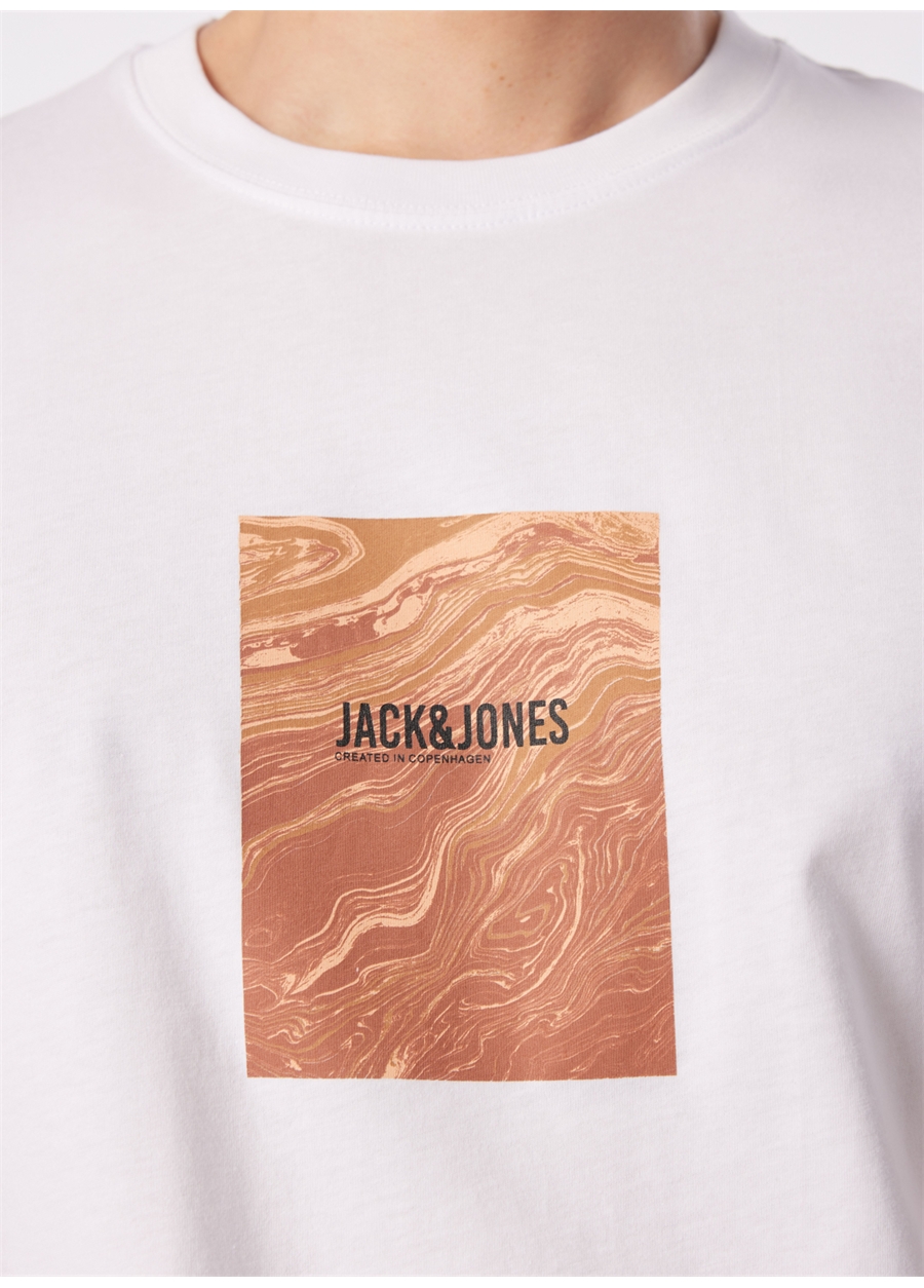 Jack & Jones Bisiklet Yaka Beyaz Erkek T-Shirt JORPAXTON TEE SS CREW NECK EXC_4