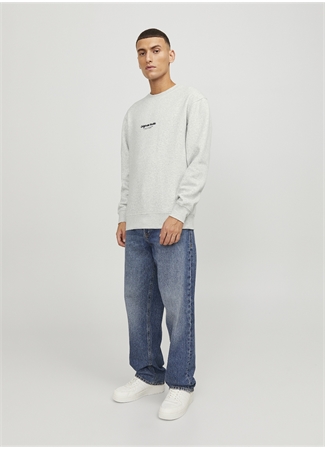 Jack & Jones Bisiklet Yaka Beyaz Melanj Erkek Sweatshırt JORVESTERBRO SWEAT CREW NECK NOOS_0