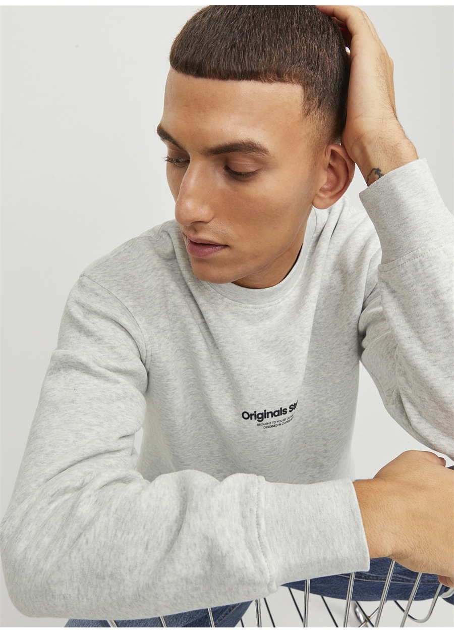 Jack & Jones Bisiklet Yaka Beyaz Melanj Erkek Sweatshırt JORVESTERBRO SWEAT CREW NECK NOOS_1