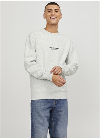 Jack & Jones Bisiklet Yaka Beyaz Melanj Erkek Sweatshırt JORVESTERBRO SWEAT CREW NECK NOOS_5