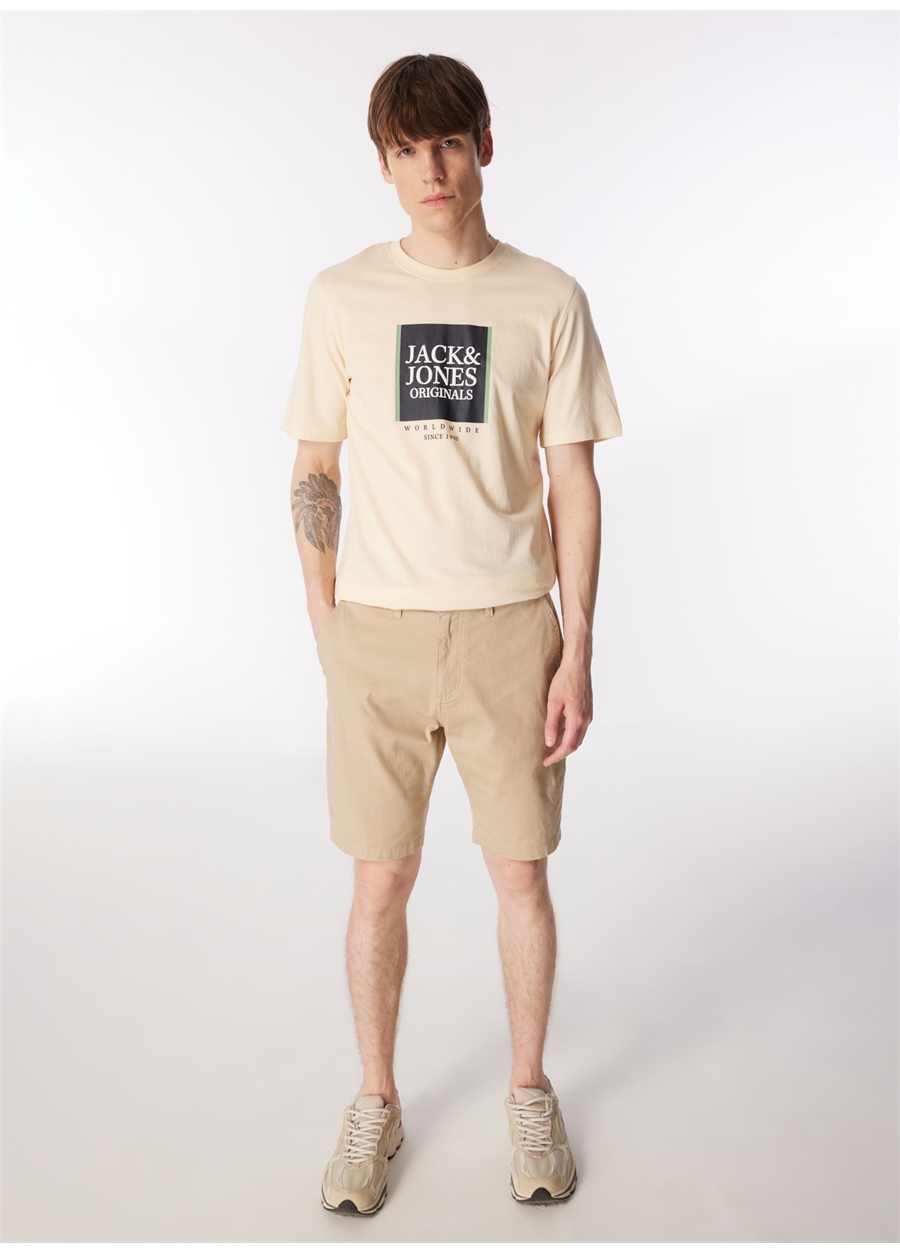 Jack & Jones Bisiklet Yaka Krem Erkek T-Shirt JORLAFAYETTE BOX TEE SS CREW NECK_1