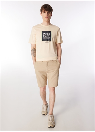 Jack & Jones Bisiklet Yaka Krem Erkek T-Shirt JORLAFAYETTE BOX TEE SS CREW NECK_2