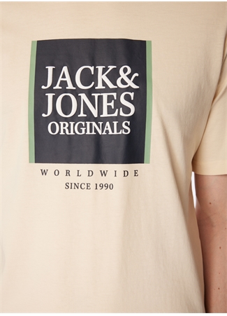 Jack & Jones Bisiklet Yaka Krem Erkek T-Shirt JORLAFAYETTE BOX TEE SS CREW NECK_3