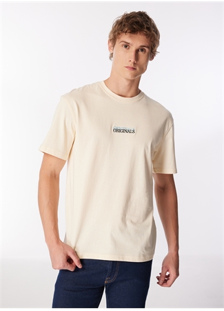 Jack & Jones Yuvarlak Yaka Krem Erkek T-Shirt JORLAFAYETTE EMB TEE SS CREW NECK_0