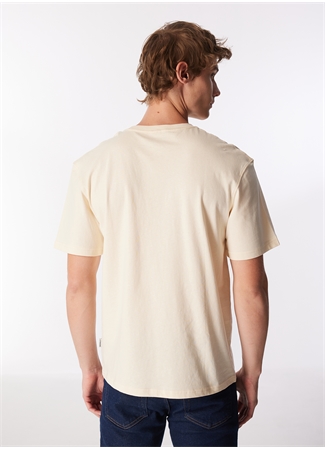 Jack & Jones Yuvarlak Yaka Krem Erkek T-Shirt JORLAFAYETTE EMB TEE SS CREW NECK_4