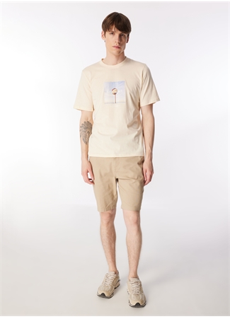 Jack & Jones Bisiklet Yaka Krem Erkek T-Shirt JORLAFAYETTE PHOTO TEE SS CREW NECK_1