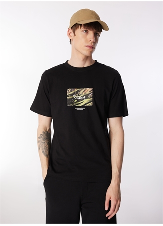 Jack & Jones Bisiklet Yaka Siyah Erkek T-Shirt JORLAFAYETTE PHOTO TEE SS CREW NECK