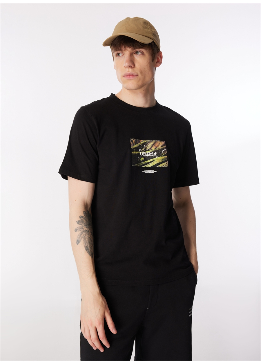 Jack & Jones Bisiklet Yaka Siyah Erkek T-Shirt JORLAFAYETTE PHOTO TEE SS CREW NECK_2