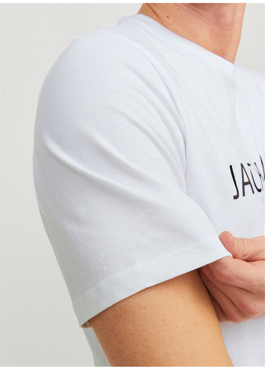 Jack & Jones Yuvarlak Yaka Beyaz Erkek T-Shirt JPRBLAJACK SS TEE CREW NECK FST LN_3