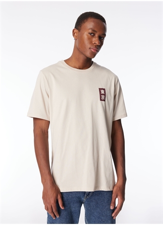 Jack & Jones Bisiklet Yaka Krem Erkek T-Shirt JORMICAH TEE SS CREW NECK EXC