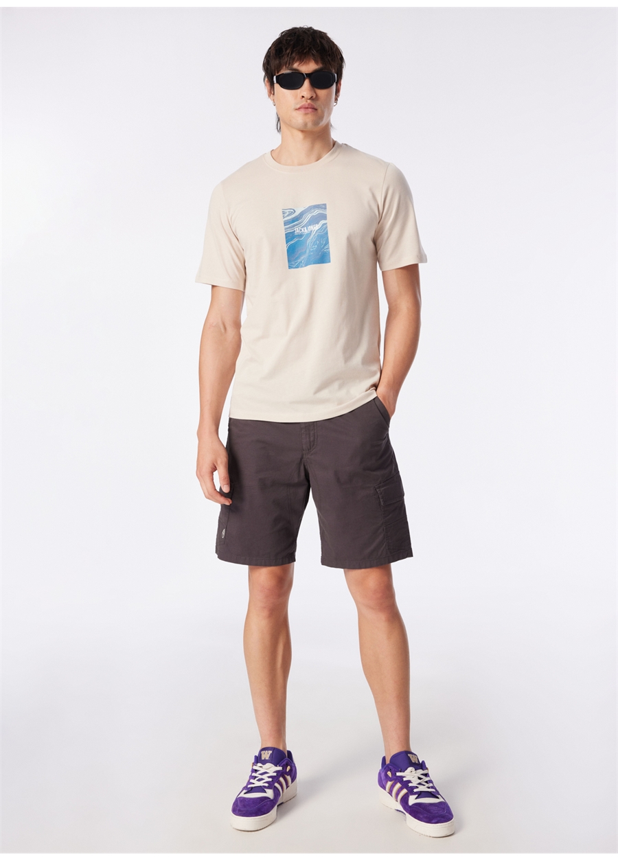 Jack & Jones Bisiklet Yaka Krem Erkek T-Shirt JORPAXTON TEE SS CREW NECK EXC_1