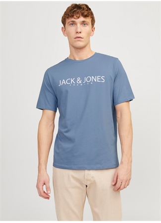 Jack & Jones Yuvarlak Yaka Gri Erkek T-Shirt JPRBLAJACK SS TEE CREW NECK FST LN1_1