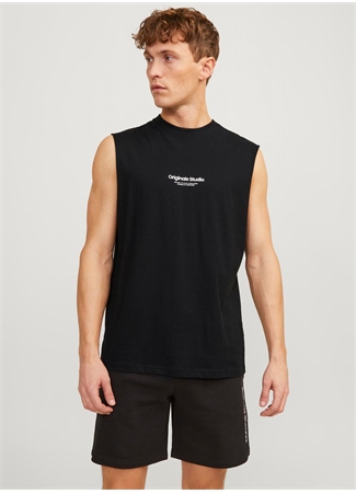 Jack & Jones Bisiklet Yaka Siyah Erkek T-Shirt JORVESTERBRO SLEEVELESS TEE SN_1