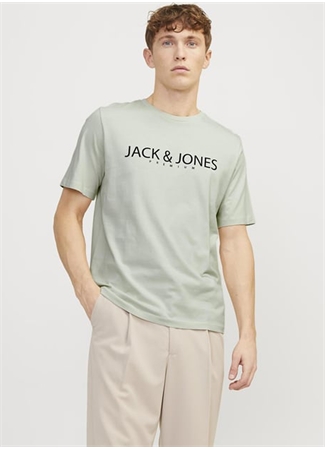 Jack & Jones Yuvarlak Yaka Gri Erkek T-Shirt JPRBLAJACK SS TEE CREW NECK FST LN