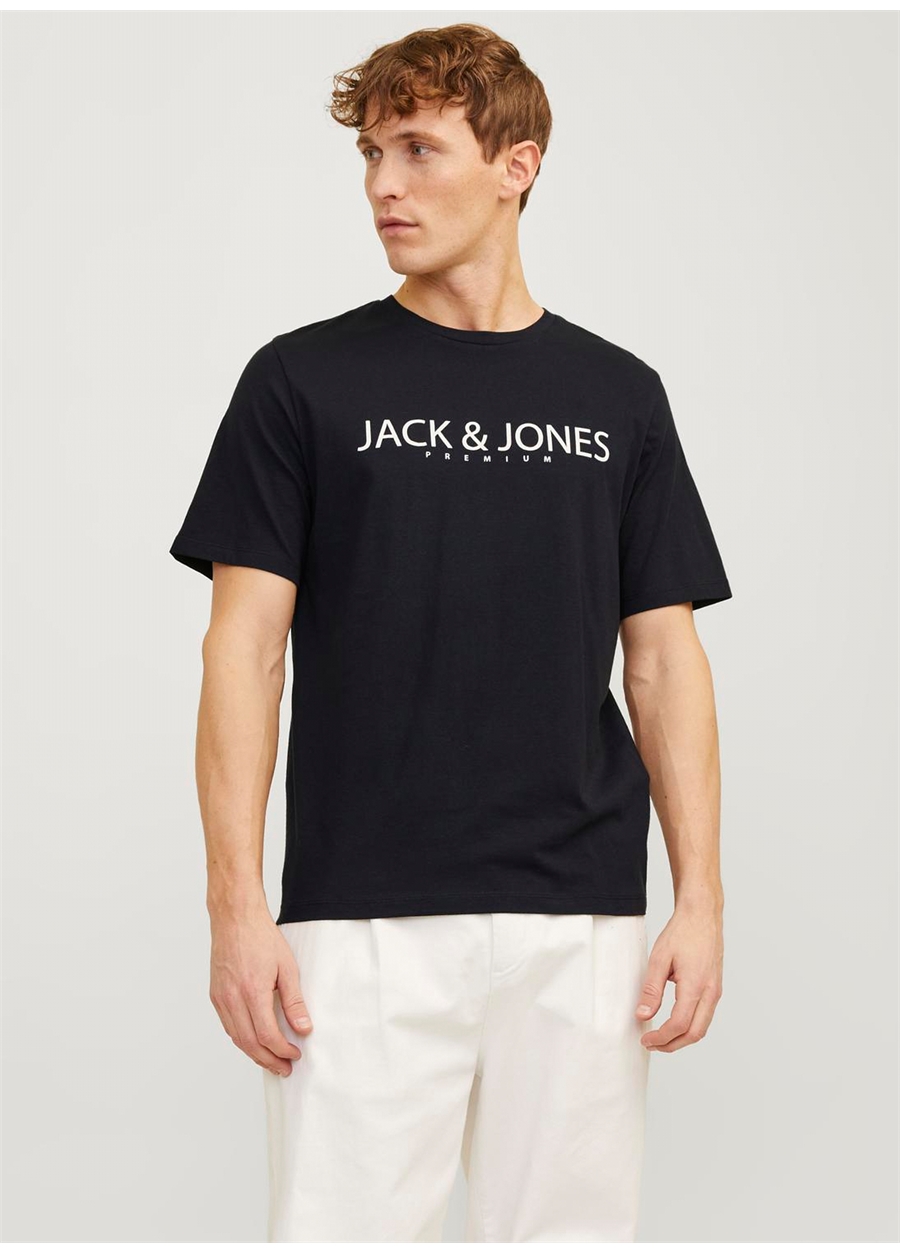 Jack & Jones Yuvarlak Yaka Siyah Erkek T-Shirt JPRBLAJACK SS TEE CREW NECK FST LN_1