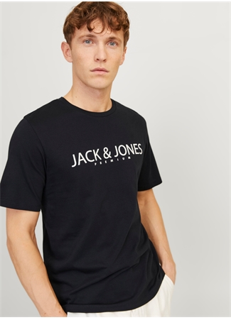 Jack & Jones Yuvarlak Yaka Siyah Erkek T-Shirt JPRBLAJACK SS TEE CREW NECK FST LN_2