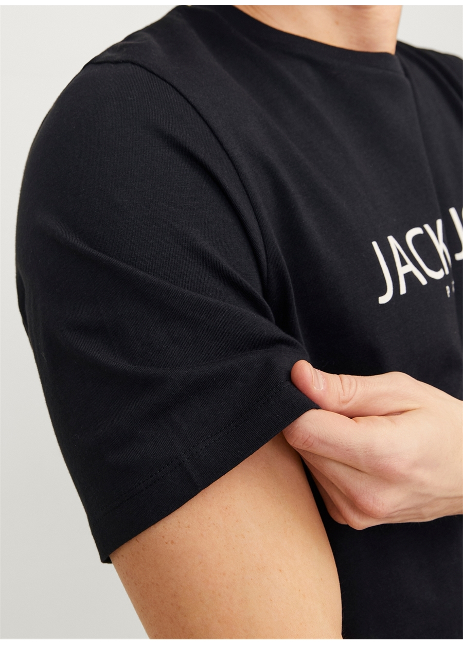 Jack & Jones Yuvarlak Yaka Siyah Erkek T-Shirt JPRBLAJACK SS TEE CREW NECK FST LN_3