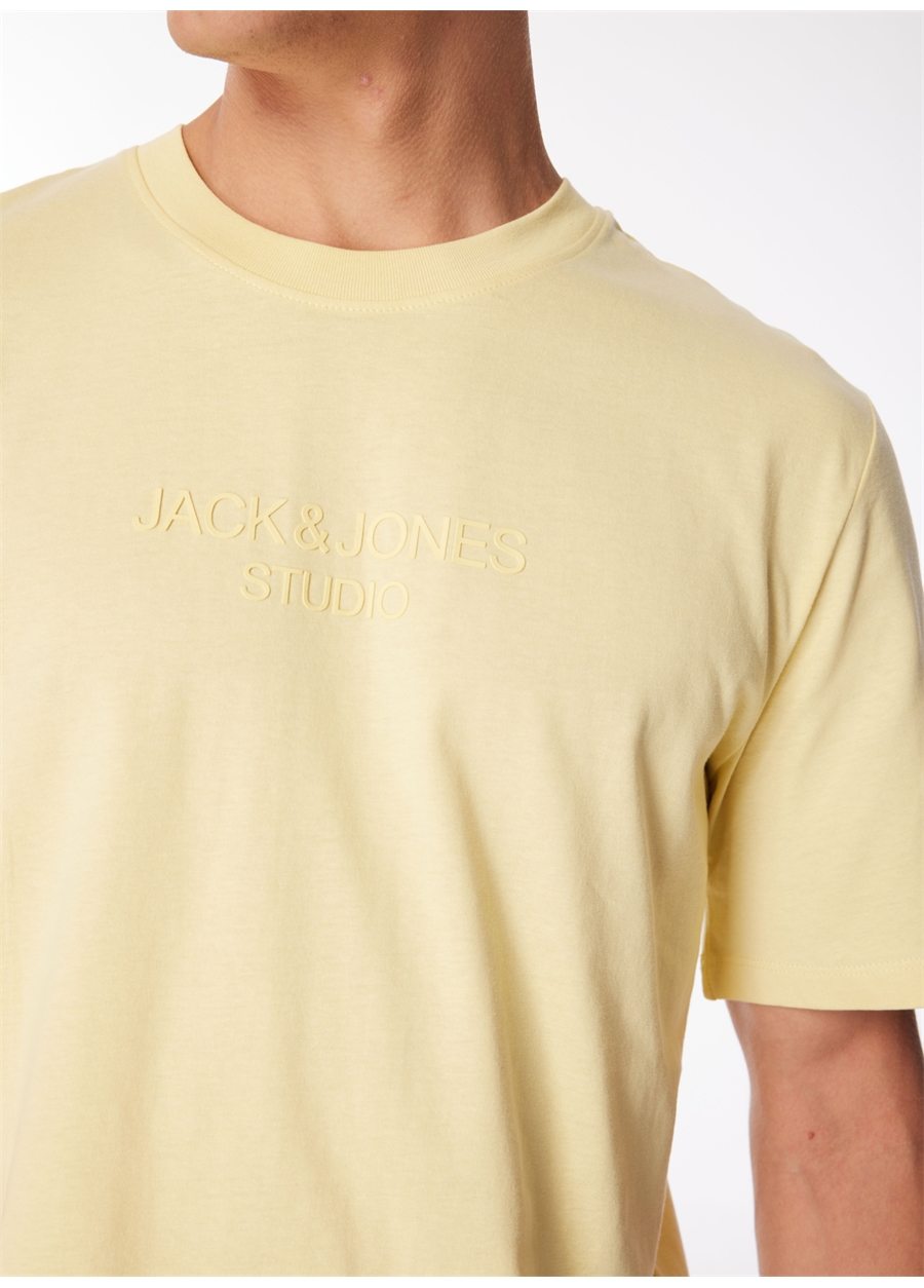 Jack & Jones Yuvarlak Yaka Sarı Erkek T-Shirt JPRBLULOUI TEE SS CREW NECK EXC_3