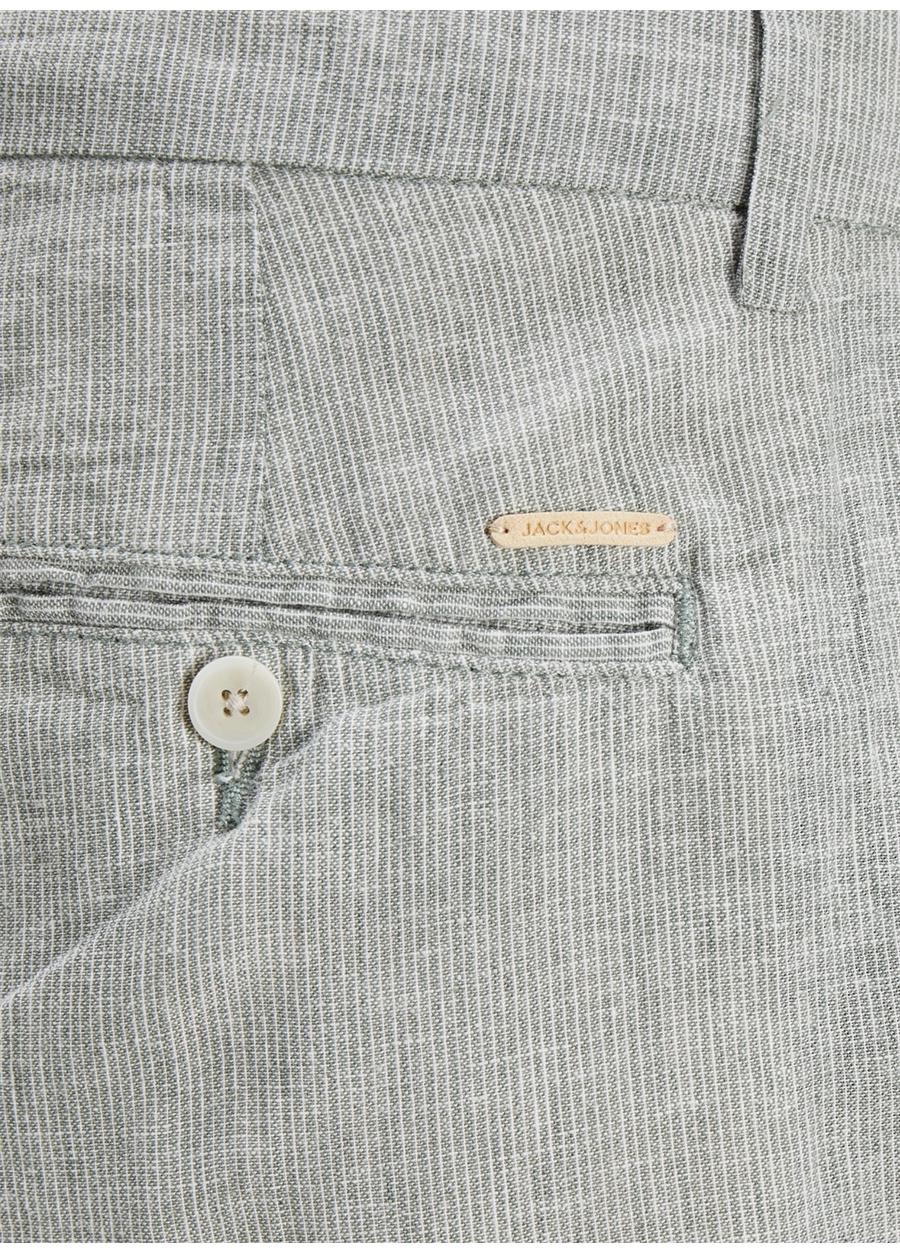 Jack & Jones Haki Erkek Tapered Fit Chino Şort JPSTACE JJCAIRO LINEN BLEND_2