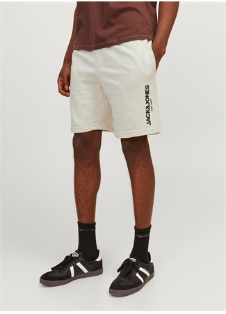 Jack & Jones Regular Fit Krem Erkek Sweat Şort JPSTGALE SWEAT SHORTS NAF_0