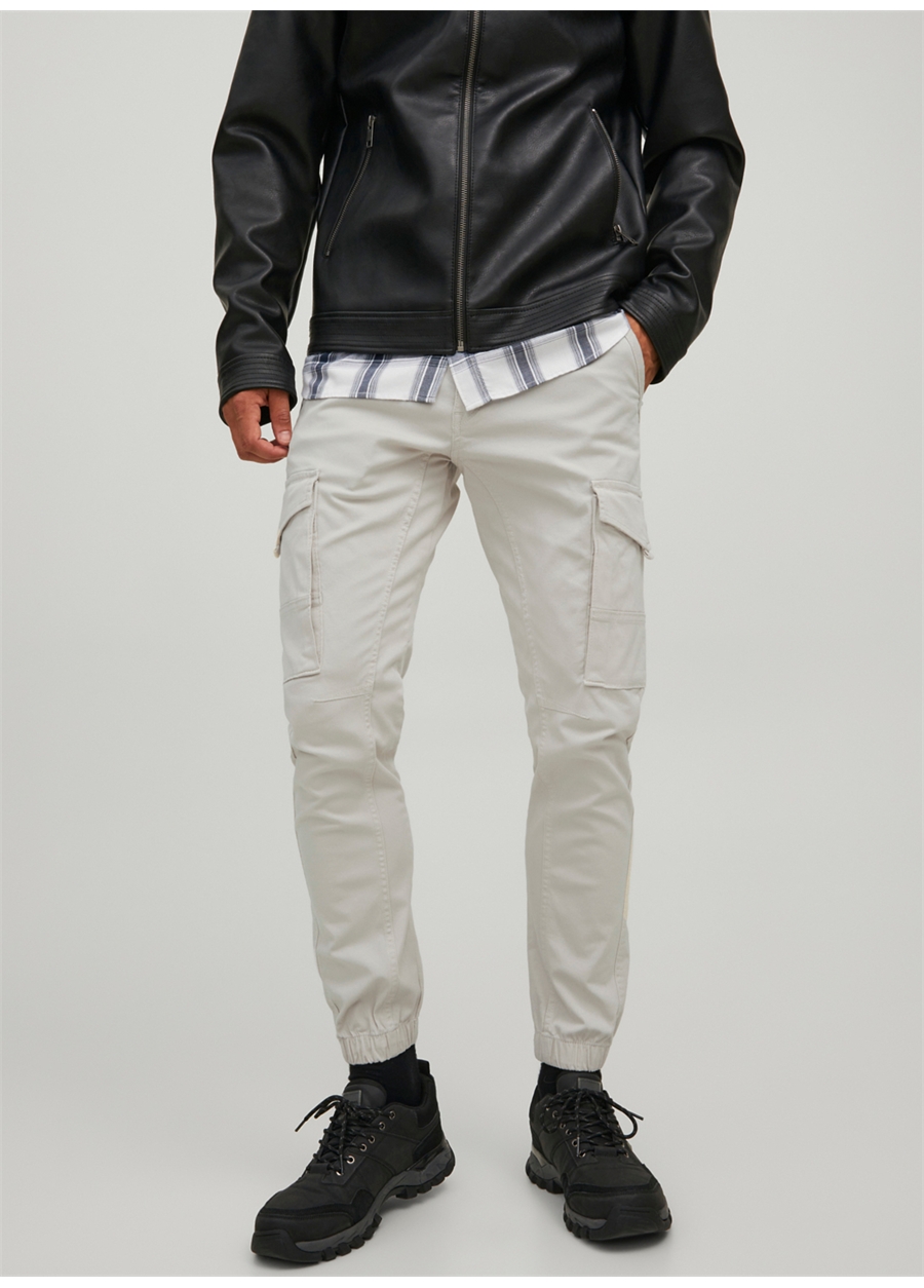 Jack & Jones Dar Paça Krem Erkek Kargo Pantolon JPSTPAUL JJFLAKE CARGO NOOS_5