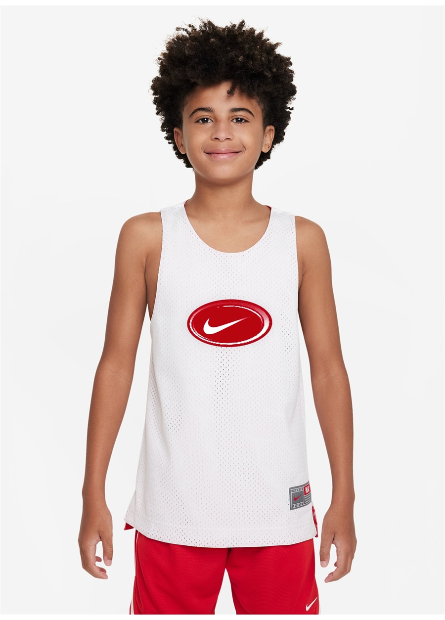 Nike Desenli Kırmızı - Beyaz Erkek Atlet FN8348-100-K NK C.O.B. JSY TANK REV