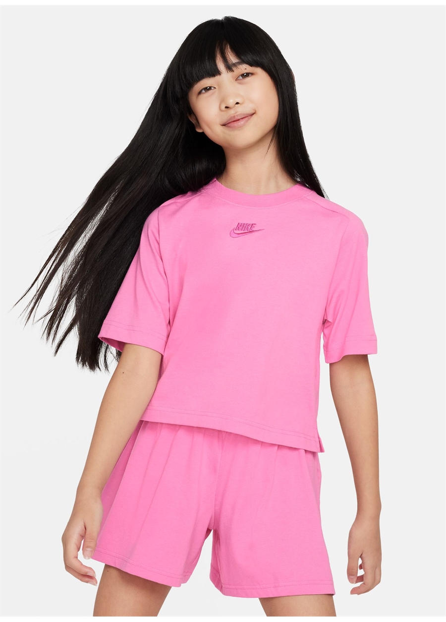 Nike Düz Pembe Kadın T-Shirt FN8589-675-G NSW SS TOP JSY LBR_0