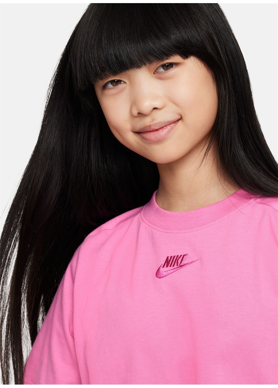 Nike Düz Pembe Kadın T-Shirt FN8589-675-G NSW SS TOP JSY LBR_1