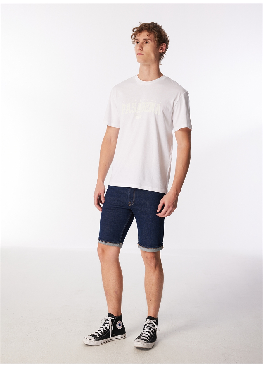 Jack & Jones Bisiklet Yaka Beyaz Erkek T-Shirt JJCORY TEE SS CREW NECK_1