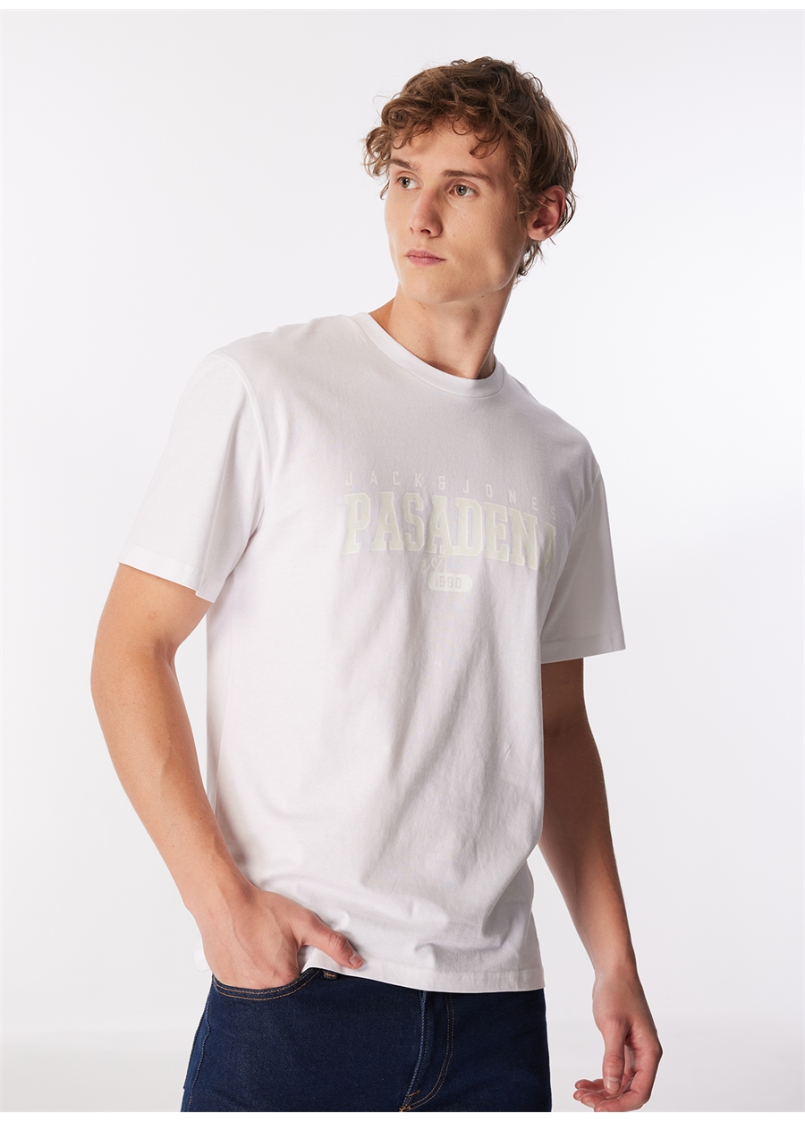 Jack & Jones Bisiklet Yaka Beyaz Erkek T-Shirt JJCORY TEE SS CREW NECK_2