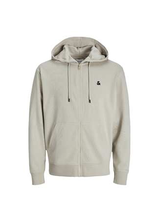 Jack & Jones Kapüşon Yaka Krem Erkek Sweatshırt 12263737_JESTAR ROOF SWEAT ZIP HOOD