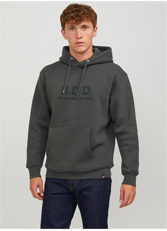 Jack & Jones Kapüşon Yaka Gri Erkek Sweatshırt 12243499_RDDAIDEN HOOD SWEAT L/S SN_5