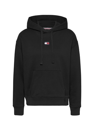 Tommy Jeans Kapüşon Yaka Düz Siyah Kadın Sweatshırt TJW BXY BADGE HOODIE