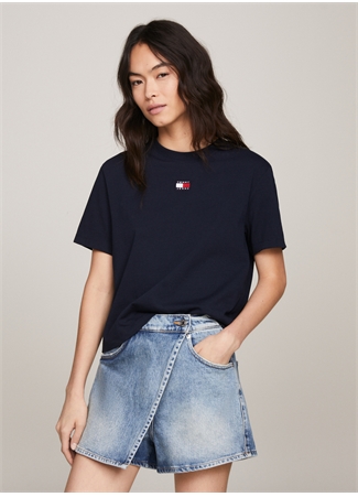 Tommy Jeans Bisiklet Yaka Düz Mavi Kadın T-Shirt TJW BXY BADGE TEE EXT_1