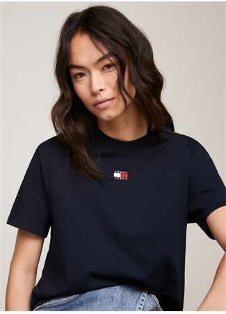 Tommy Jeans Bisiklet Yaka Düz Mavi Kadın T-Shirt TJW BXY BADGE TEE EXT_2