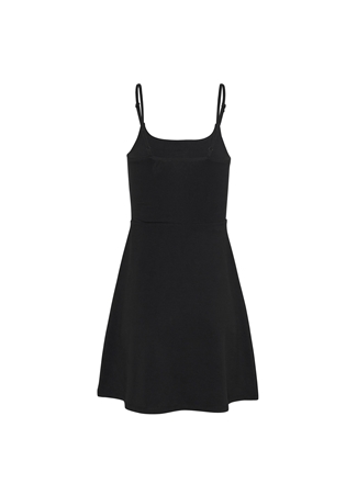 Tommy Jeans U Yaka Düz Siyah Kısa Kadın Elbise TJW ESSENTIAL STRAP FLARE DRESS_2