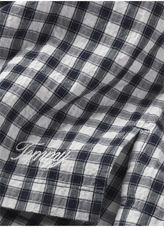 Tommy Jeans Lastikli Bel Normal Mavi Kadın Şort TJW GINGHAM SEERSUCKER SHORT_1