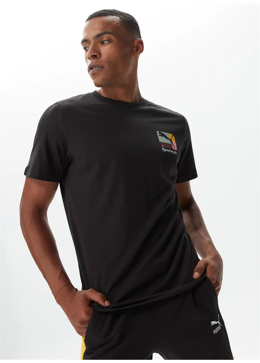 Puma Desenli Siyah Erkek T-Shirt 67996501-CLASSICS BRND LOVE AOP Tee