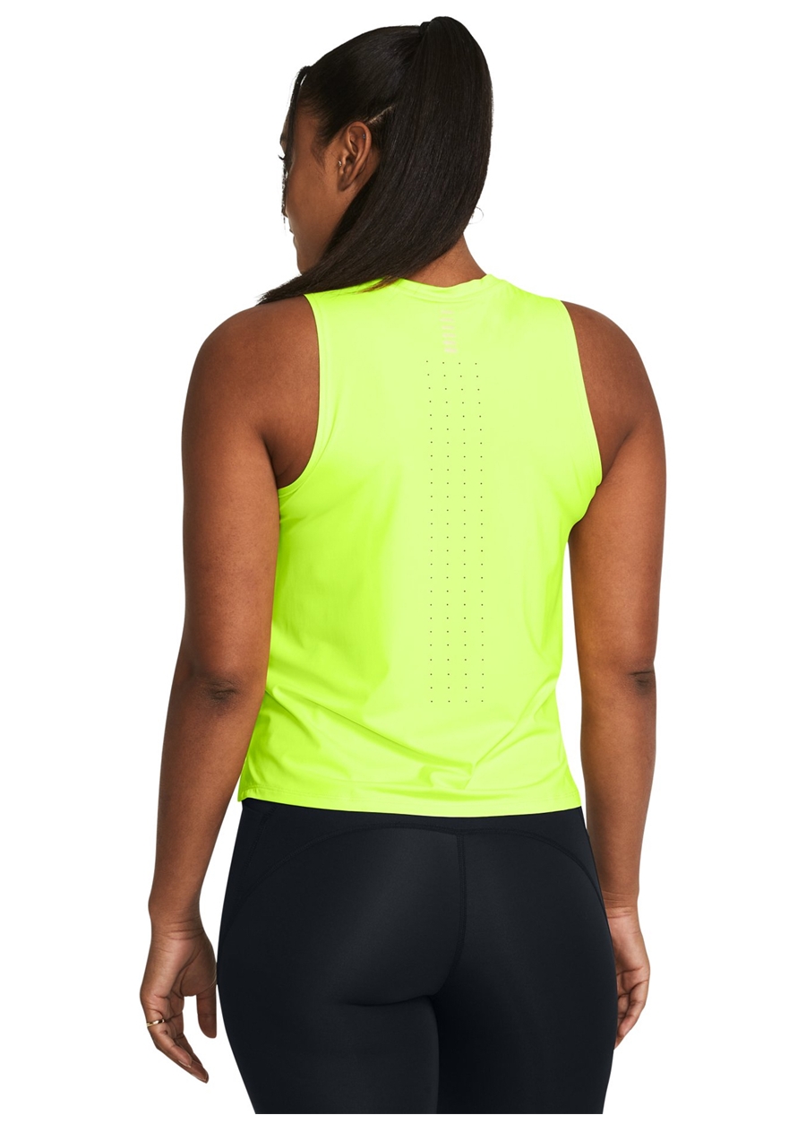 Under Armour 1383363-731 UA Launch Elite Tank Neon Sarı Kadın Bisiklet Yaka Oversize Atlet_2