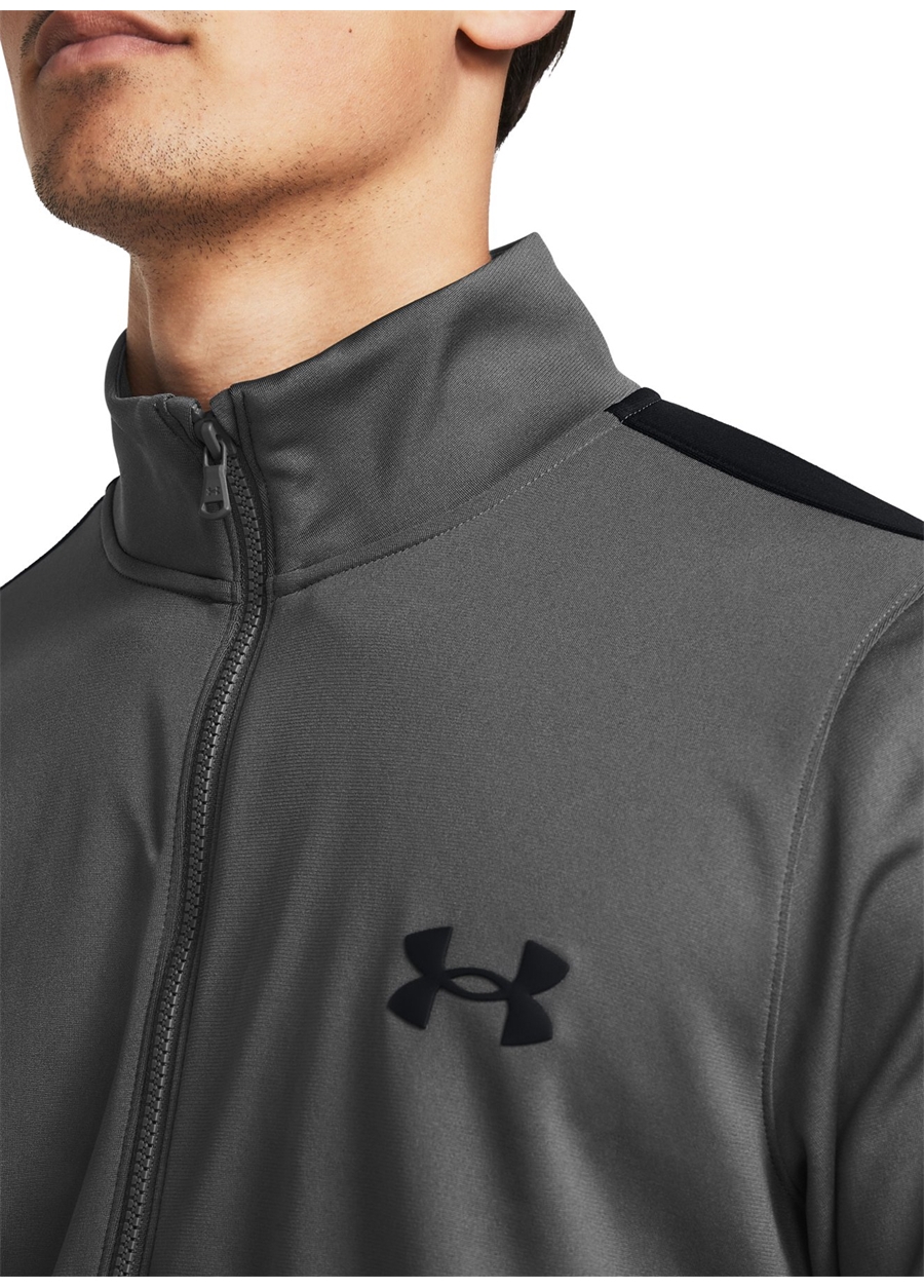 Under Armour 1357139-025 UA Knit Track Suit Gri Erkek Fermuarlı Yaka Slim Fit Eşofman Takımı_1