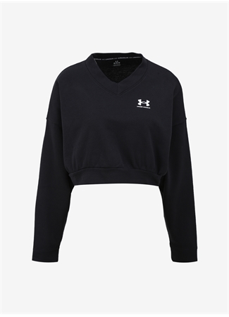 Under Armour 1382738-001 UA Rival Terry OS Crop Siyah Kadın Bisiklet Yaka Oversize Sweatshirt_0