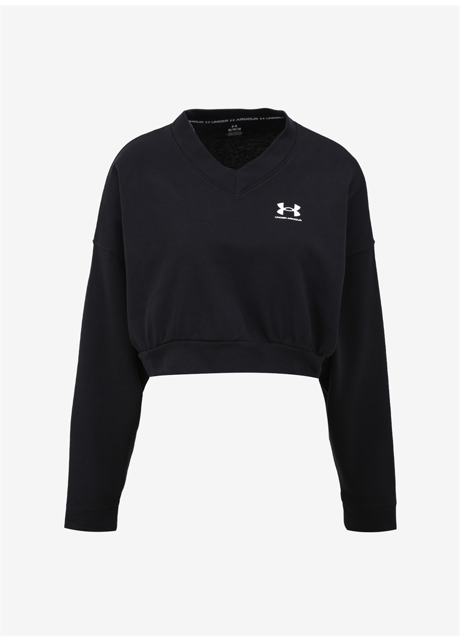 Under Armour 1382738-001 UA Rival Terry OS Crop Siyah Kadın Bisiklet Yaka Oversize Sweatshirt_0