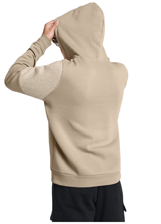 Under Armour 1383070-299 UA Essential Flc Blocke Vizon Erkek Kapüşon Yaka Bol Kesim Sweatshirt_2