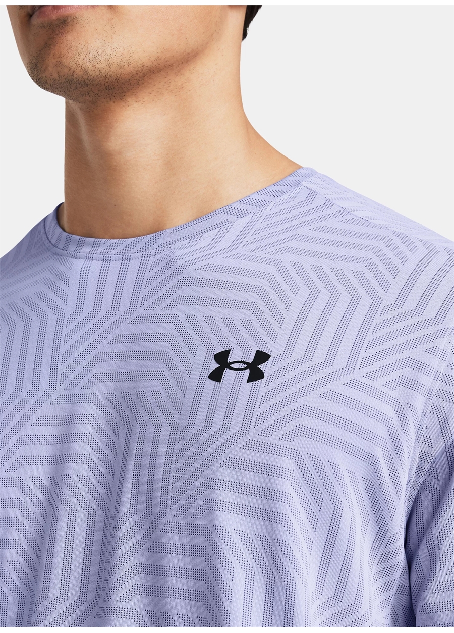 Under Armour Mor Erkek Bisiklet Yaka Bol Kesim Çizgili T-Shirt_2